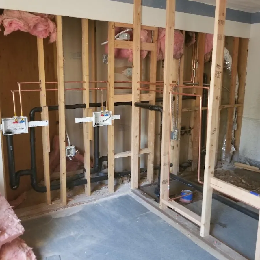 Copper pipe rough-in and plumbing installation in Harrisburg